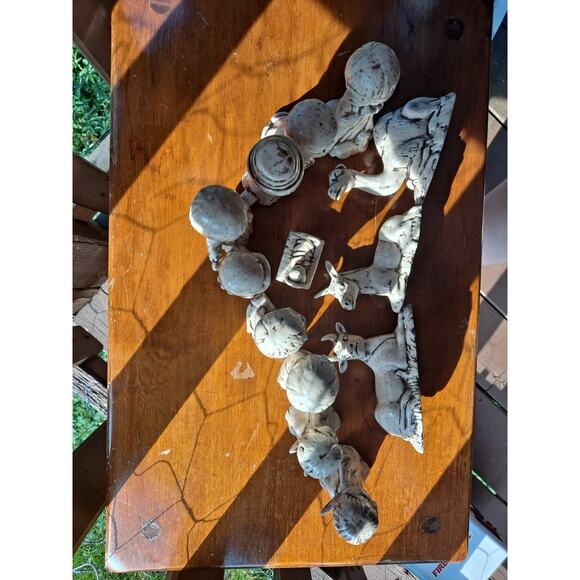 Vintage Ceramic White 13 Piece Nativity Set 1980 Duncan Enterprises Christmas - Picture 10 of 10